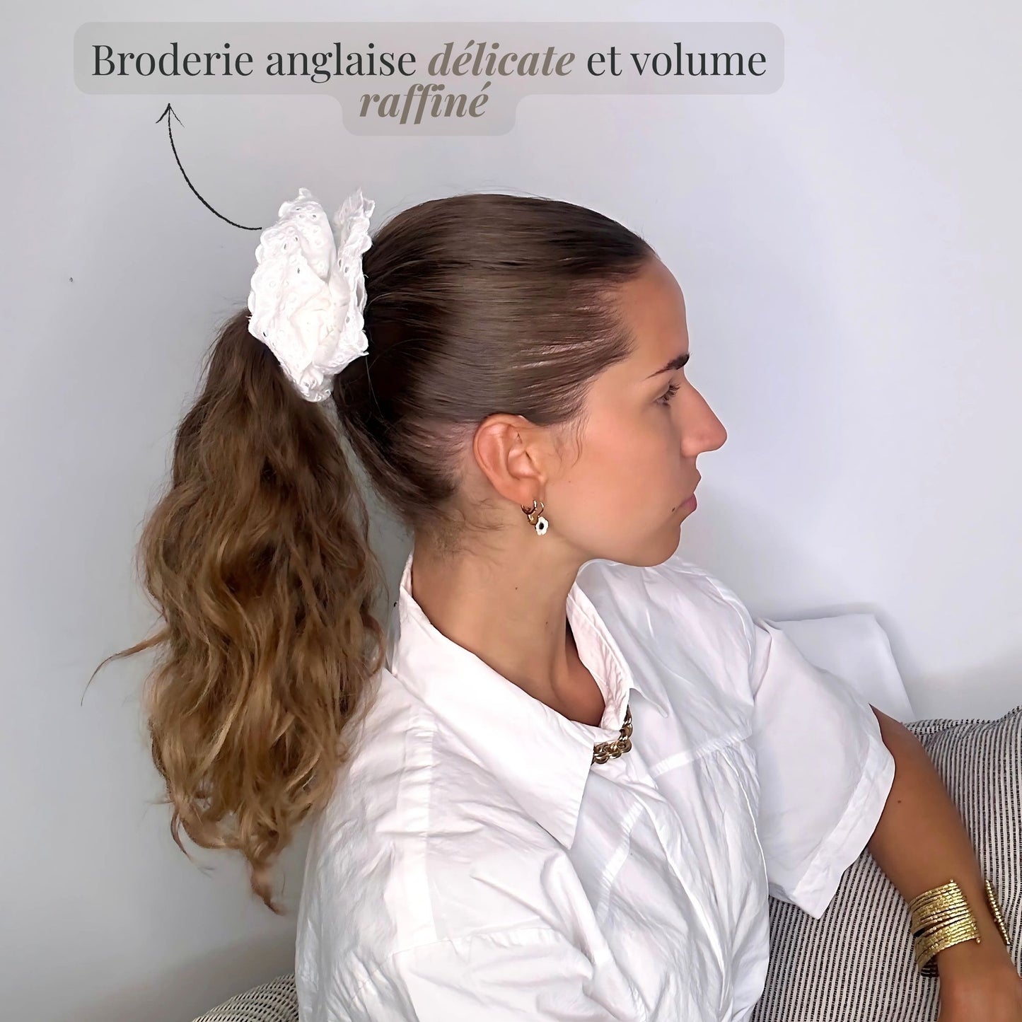 Suzanne - Chouchou romantique en broderie anglaise raffinée