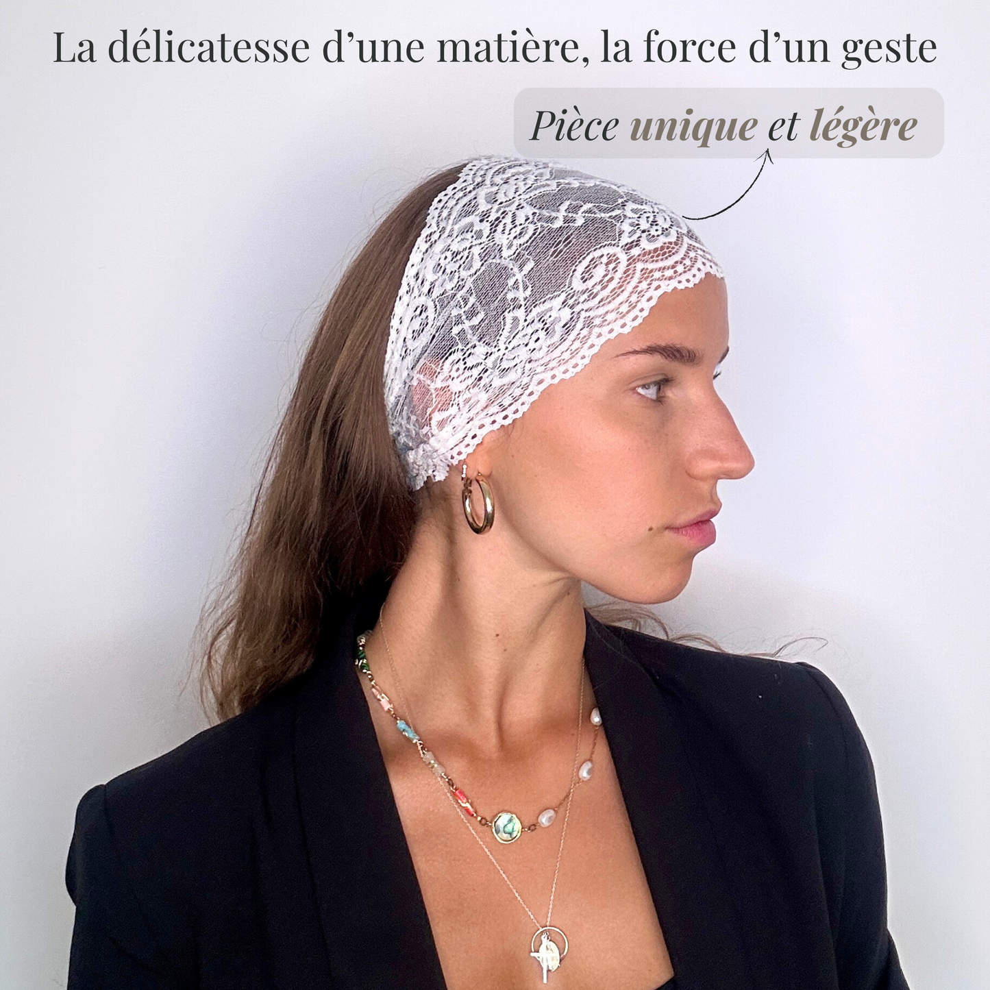 Edith - Bandeau de dentelle romantique effet seconde peau