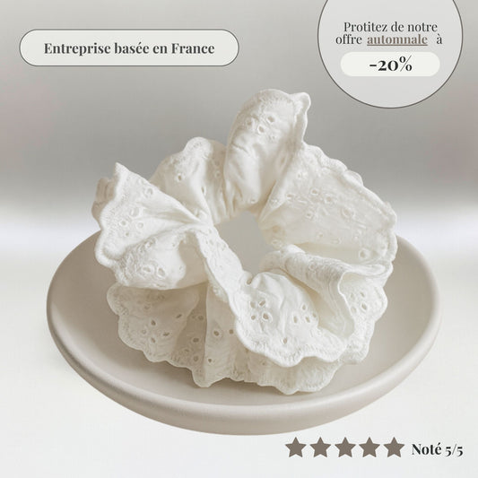 Suzanne - Chouchou romantique en broderie anglaise raffinée